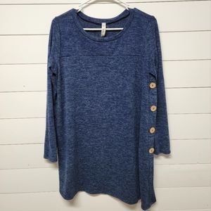 Bee Unique Loose Fitting Soft Sweater with Accent Buttons